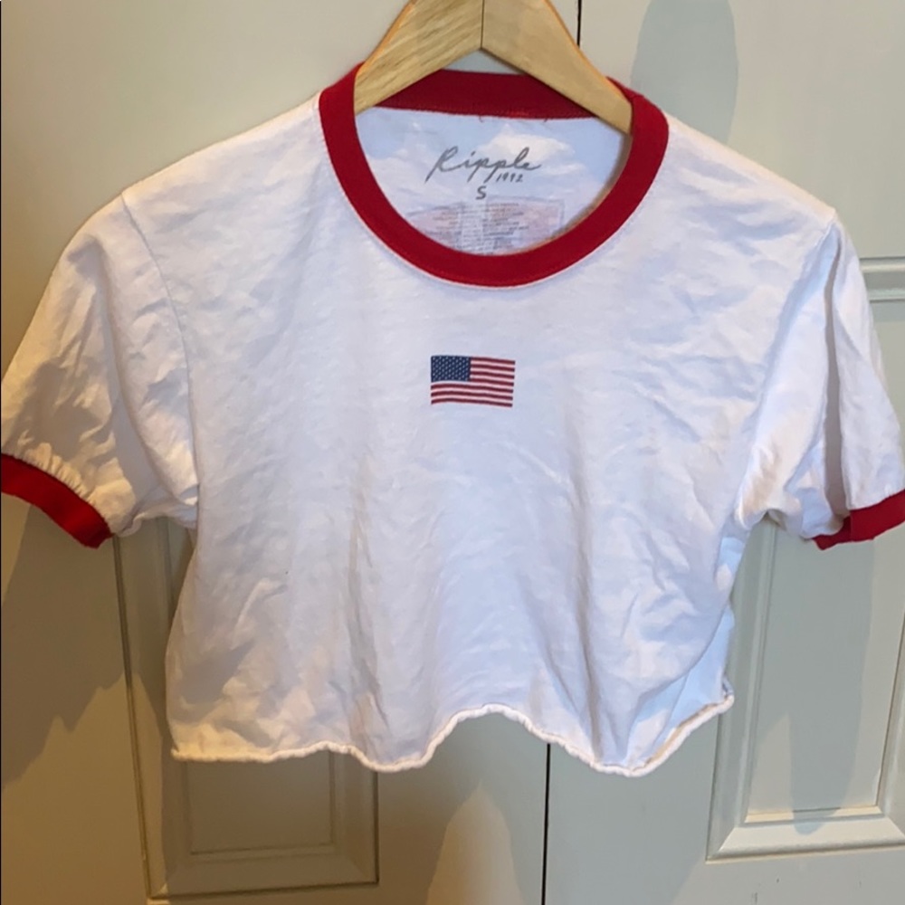 American flag cropped tee